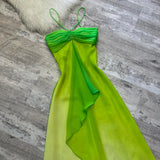 Niulatu Gradient Green Spaghetti Straps Sheath Chiffon Short Party Dress HZ1031
