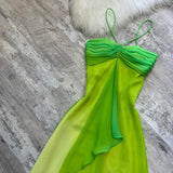 Niulatu Gradient Green Spaghetti Straps Sheath Chiffon Short Party Dress HZ1031