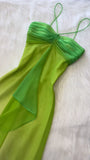 Niulatu Gradient Green Spaghetti Straps Sheath Chiffon Short Party Dress HZ1031