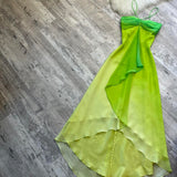 Niulatu Gradient Green Spaghetti Straps Sheath Chiffon Short Party Dress HZ1031
