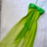Niulatu Gradient Green Spaghetti Straps Sheath Chiffon Short Party Dress HZ1031