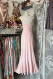 Niulatu Pink Strapless Sheath Chiffon Prom Dresses, Pleated Evening Gowns HZ1031