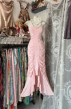 Niulatu Pink Strapless Sheath Chiffon Prom Dresses, Pleated Evening Gowns HZ1031