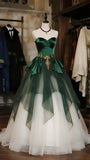 Niulatu Dark Fairytale Green Sweetheart Neck Satin Tulle Ball Gown Quinceanera Dresses, Sweet 16 Dress HZ1031