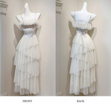 Niulatu Apricot Spaghetti Straps A-Line Layered Tulle Long Prom Dresses, Sweet 16 Dress HZ1031