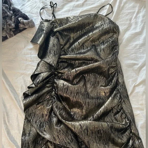 Niulatu Black Gold Strapless Bodycon Short Party BirthdayDresses Sexy Homecoming Dresses HZ1031