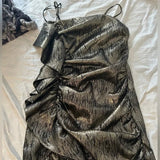 Niulatu Black Gold Strapless Bodycon Short Party BirthdayDresses Sexy Homecoming Dresses HZ1031