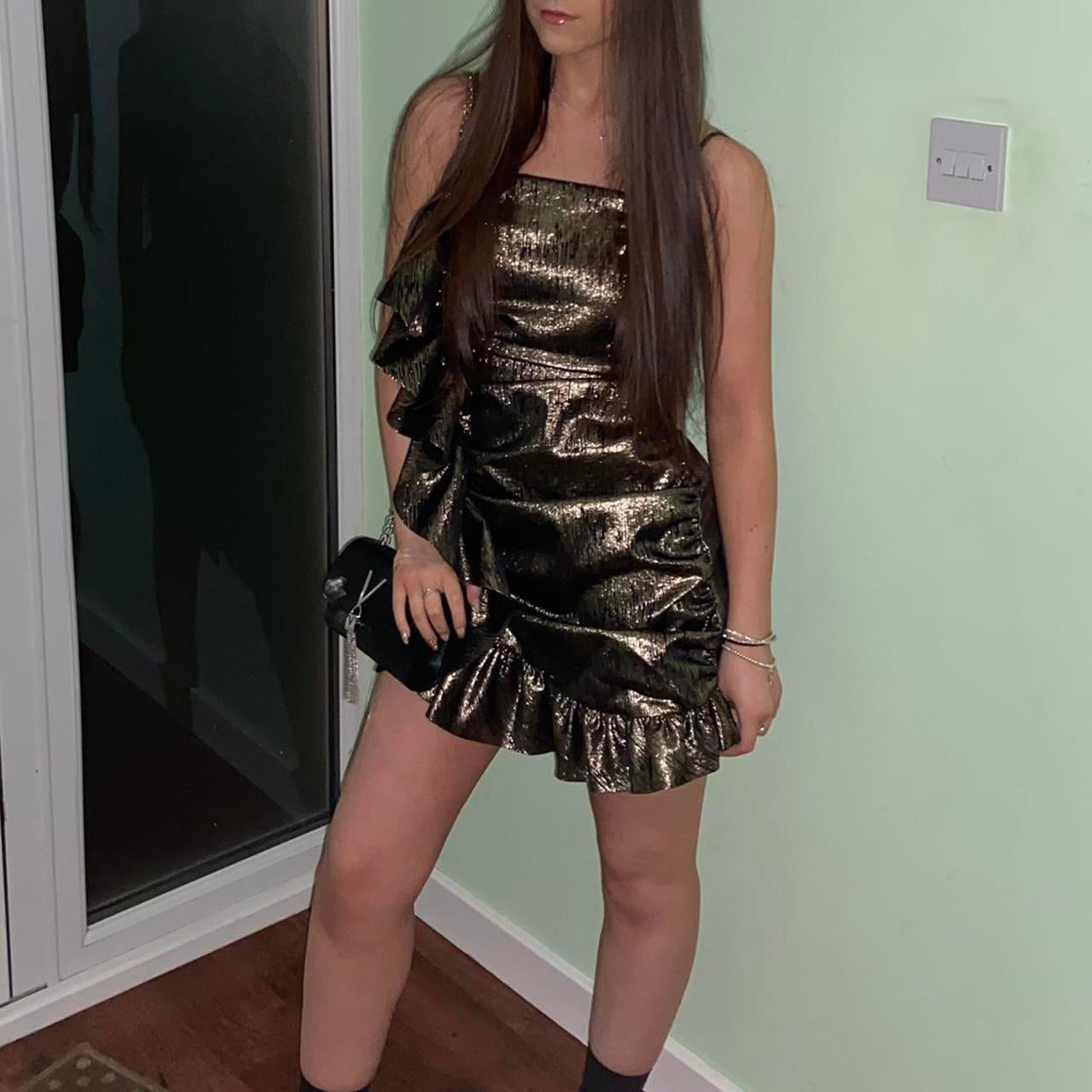 Niulatu Black Gold Strapless Bodycon Short Party BirthdayDresses Sexy Homecoming Dresses HZ1031