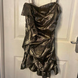 Niulatu Black Gold Strapless Bodycon Short Party BirthdayDresses Sexy Homecoming Dresses HZ1031