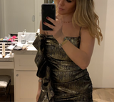 Niulatu Black Gold Strapless Bodycon Short Party BirthdayDresses Sexy Homecoming Dresses HZ1031