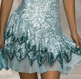 Niulatu Blue Spaghetti Straps Sheath Sequins Short Evening Dress Party Dress HZ1031