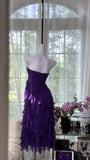 Niulatu Purple Sweetheart Neck Sheath Chiffon Short Prom Dresses Sweet Birthday Party Dress HZ1031