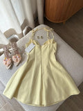 Niulatu Butter Yellow Spaghetti Straps A-Line Satin Short Birthday Party Dress HZ1031