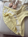 Niulatu Butter Yellow Spaghetti Straps A-Line Satin Short Birthday Party Dress HZ1031