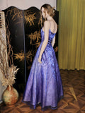 Niulatu Spaghetti Straps Purple Satin Long Prom Dresses Vintage Evening Dresses with Beading HZ1031