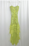 Niulatu Green Sheath Spaghetti Straps Chiffon Long Prom Dresses with Beading Elegant Evening Dress HZ1031