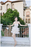 Niulatu White A-Line Strapless Chiffon Short Homecoming Dress Sweet 16 HZ1031