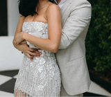 Niulatu Bodycon Strapless Beaded Short Outdoor Party Dress Fashion Wedding Dress HZ1031