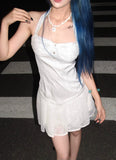 Niulatu White A-Line Halter Lace Short Party Outfit HZ1031