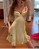 Niulatu Spaghetti Strap A-Line Lace Applique Short Outdoor Wear Pool Party Dress HZ1031