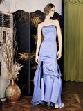 Niulatu Mermaid Strapless Satin Long Prom Dresses, Elegant Formal Evening Gowns HZ1031