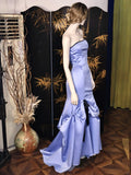 Niulatu Mermaid Strapless Satin Long Prom Dresses, Elegant Formal Evening Gowns HZ1031