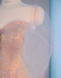 Niulatu Sweetheart Neck A-Line Tulle Sequin Long Prom Dresses, Sweet 16 Dress HZ1031