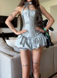 Niulatu Corset Silver Grey Strapless Short Homecoming Dress HZ1031