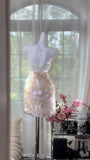 Niulatu Strapless Sheath Sequin Short Evening Dress Vintage Homecoming Dress HZ1031
