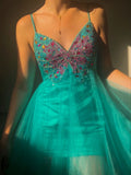 Niulatu Spaghetti Strap A-Line Tulle Beading Short Prom Dresses Sweet Homecoming Dress HZ1031