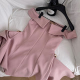 Niulatu Off Shoulder A-Line Short Outdoor Party Dress, Pink Sweet 16 Dress HZ1031