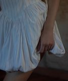 Niulatu Spaghetti Strap A-Line Satin Stripe Short Birthday Dress, Sweet Outdoor Party Dress HZ1031