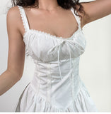 Niulatu Black Spaghetti Strap A-Line Lace Short Outdoor Party Dress, Summer Fashion Outfit HZ1031