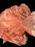 Niulatu Orange Tulle A-Line Beaded Tulle Long Prom Dresses, Sweet 16 Dress HZ1031