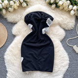 Niulatu Black Strapless Bodycon Beaded Short Outdoor Party Dress Fashion Back to School Outfit HZ1031