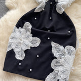 Niulatu Black Strapless Bodycon Beaded Short Outdoor Party Dress Fashion Back to School Outfit HZ1031