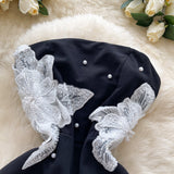 Niulatu Black Strapless Bodycon Beaded Short Outdoor Party Dress Fashion Back to School Outfit HZ1031