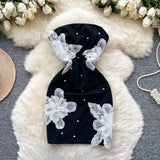 Niulatu Black Strapless Bodycon Beaded Short Outdoor Party Dress Fashion Back to School Outfit HZ1031