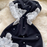 Niulatu Black Strapless Bodycon Beaded Short Outdoor Party Dress Fashion Back to School Outfit HZ1031