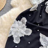 Niulatu Black Strapless Bodycon Beaded Short Outdoor Party Dress Fashion Back to School Outfit HZ1031