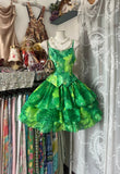 Niulatu Green Printed Chiffon Spaghetti Strap Short Ballgowns Birthday Party Dress HZ1031