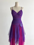 Niulatu Purple/Fuchsia V-Neck A-Line Tulle Short Prom Dresses Classic Party Dress HZ1031