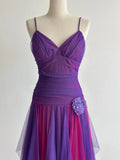 Niulatu Purple/Fuchsia V-Neck A-Line Tulle Short Prom Dresses Classic Party Dress HZ1031