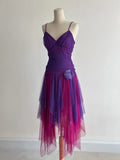 Niulatu Purple/Fuchsia V-Neck A-Line Tulle Short Prom Dresses Classic Party Dress HZ1031