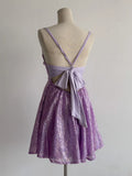 Niulatu Lilac Spaghetti Straps A-Line Tulle Sequin Short Vintage Prom Dresses HZ1031