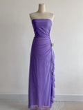 Niulatu Strapless Sheath Purple Glitter Chiffon Evening Dress, Sweet 18 Dress HZ1031