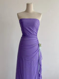 Niulatu Strapless Sheath Purple Glitter Chiffon Evening Dress, Sweet 18 Dress HZ1031
