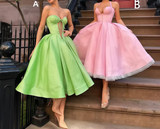 Niulatu Pink Sweetheart Neck A-Line Satin Prom Dress, Fashionable Evening Dress HZ1031