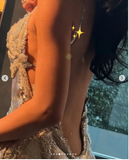 Niulatu Spaghetti Straps Gold Sheath Long Evening Gowns HZ1031