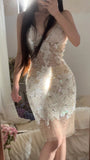 Niulatu White Sweetheart Neck Sheath Beaded Tulle Short Party Dresses Sweet 16 Dress HZ1031